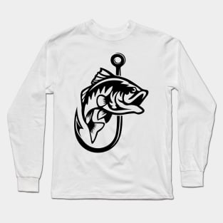 Fishing Hook Shirt, Bass Fish Shirt, Bass Fishing Shirt, Bass Fishing T Shirt, Bass Fishing Tshirt, Unique Fisherman Gift, Fishermen Gifts Long Sleeve T-Shirt